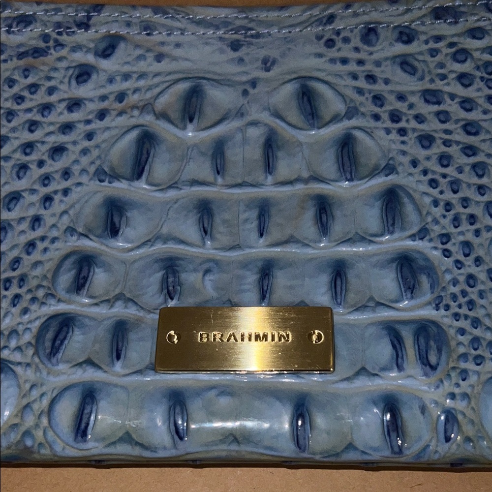 Brahmin Sky Blue Croc-Embossed Wristlet